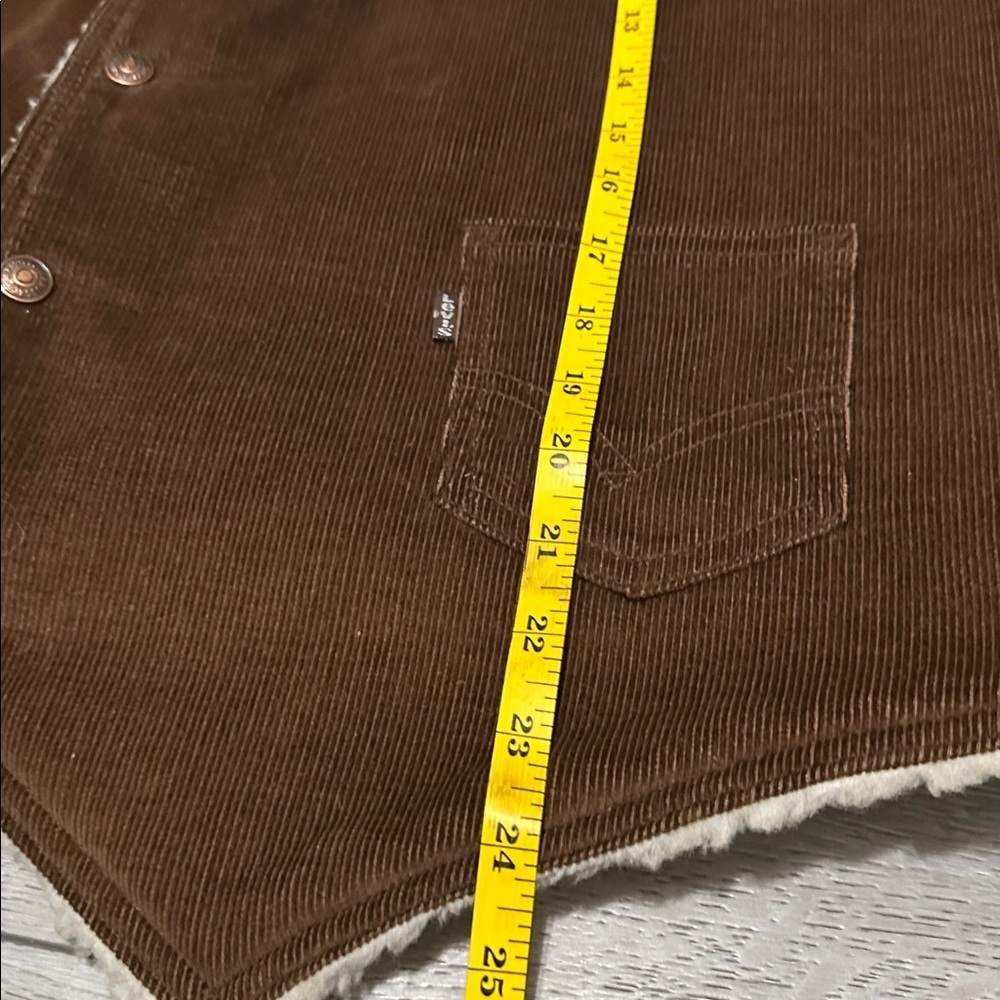 Vintage Levis Brown Corduroy Sherpa Vest Mens Large Snap On  size X-large - Picture 16 of 17